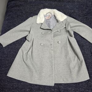 Gray Pea Coat with White Collar KIDS
